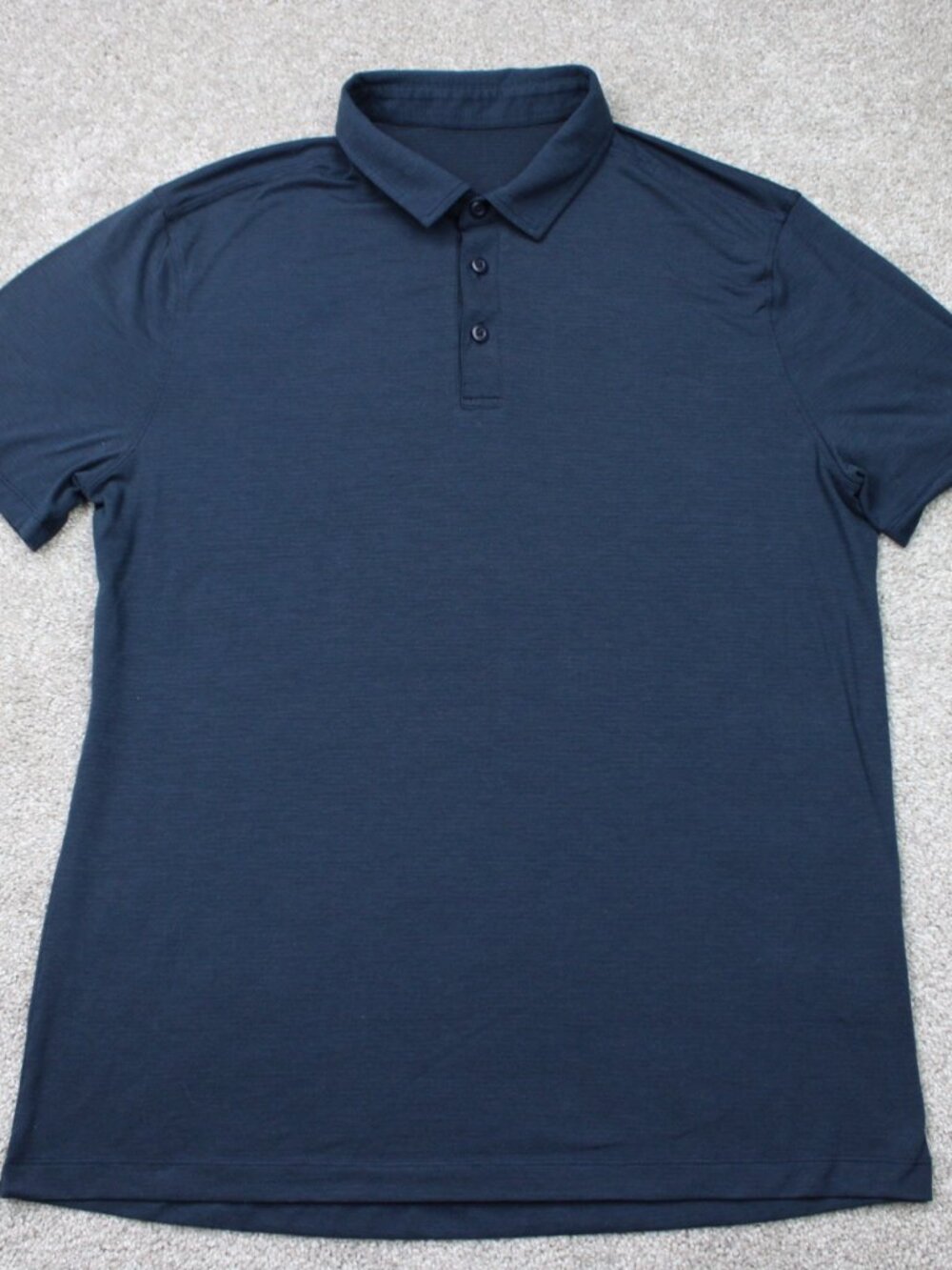 Lululemon Polo Shirt Mens Large Blue Performance Short Sleeve Stretch Pulllover